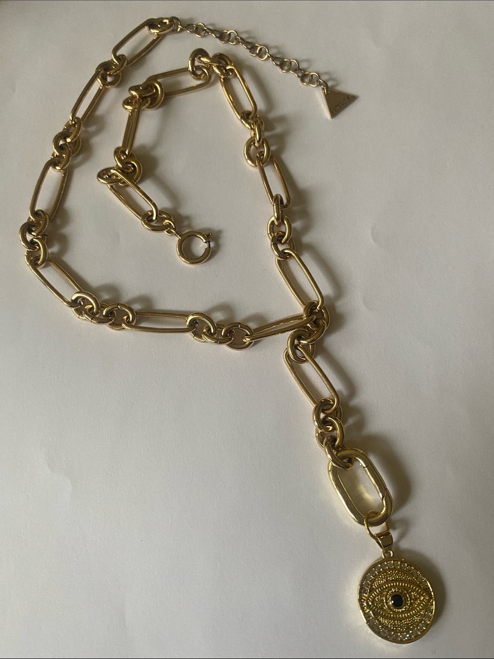 Serafina Link Necklace with Round evil eye 🧿 Medallion Pendant